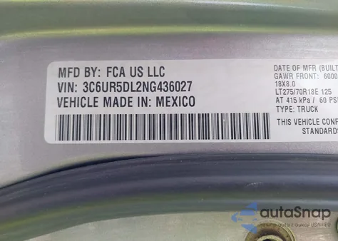 2022 Ram 2500 Big Horn 4X4 6'4 Box z USA, uszkodzony, nr VIN 3C6UR5DL2NG436027